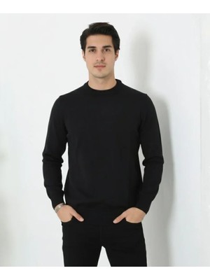 Beruflic Erkek Bisiklet Yaka Triko Kazak Yumuşak Dokulu Pamuklu Ince Dokuma, Uzun Kollu Rahat Regular Kalıp