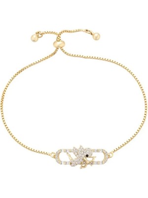 SERENES Zirkon Taşlı Kelebek Motifli 14 Ayar Altın Kaplama Kadın Bileklik