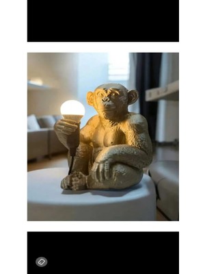 bebekokusu Bronz Renkli Maymun Tasarımlı Dekoratif Lamba ve Gece Lambası ( Ampul Hediyemizdir. ) 35 x 30 cm