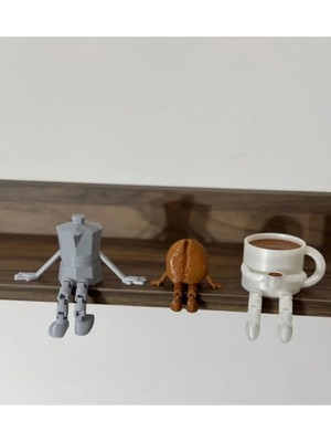 bebekokusu Kahve Çekirdeği , Kahve Kupası , Moka Pot , Sevimli 3'lü Kahve Köşesi Biblo Seti 10 x 10 cm