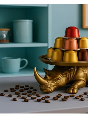bebekokusu Dekoratif Tasarım Gold Gergedan Sunum Not Pratik Gereç Vegan Üretim 14 x 14 cm