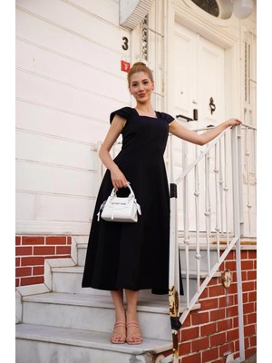 Bucuks U Yaka Prenses Elbise Siyah S255101