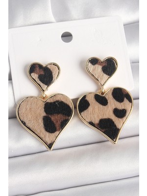 Pirinç Gold Renk Sallantı Leopar Model Kadın Küpe