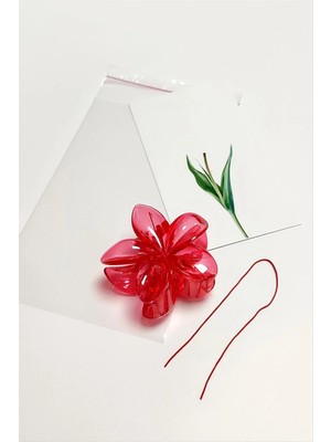 100 Adet Kırmızı Lotus Toka 8 cm Kına Seti