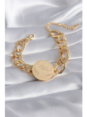 Çelik Gold Renk Reşat Altın Model Samanyolu Kadın Bileklik