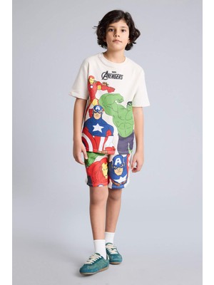 DeFacto Marvel Avengers Tişört Şort 2'li Takım Erkek Çocuk H0282A826SM