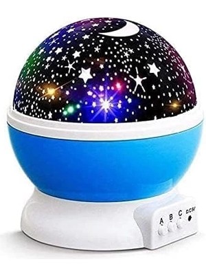 Epilons Dönen Renkli Ay Yıldızlı Gökyüzü Yansıtmalı Projeksiyon Gece Lambası Çocuk Bebek Parti Odası