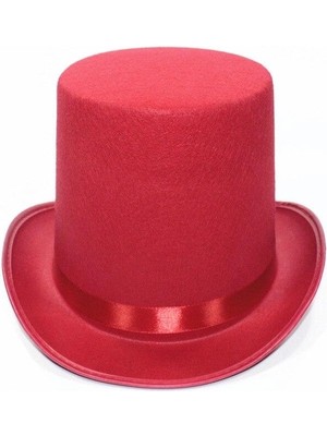 Epilons Kırmızı Fötr Şapka Sihirbaz Şapkası