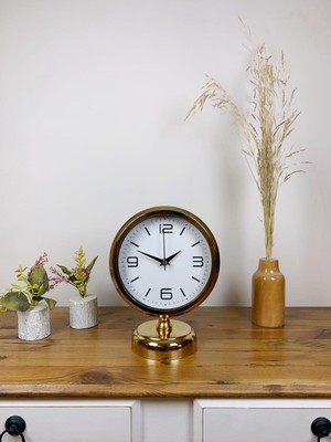 By Nevser Gold Metal Modern Masa Saati 25×20 cm