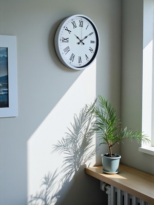 By Nevser 36 cm Beyaz Roman Rakamlı Duvar Saati