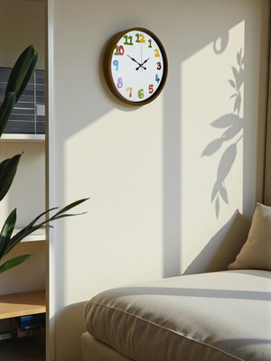 By Nevser 36 cm Kahverengi Çocuk Odası Duvar Saati