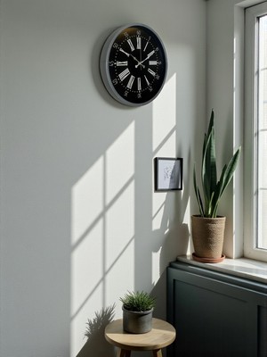 By Nevser 36 cm Dekoratif Gri Duvar Saati