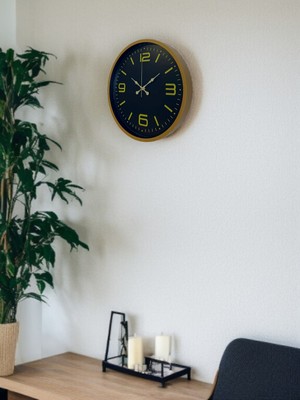 By Nevser 36 cm Kahverengi Dekoratif Duvar Saati