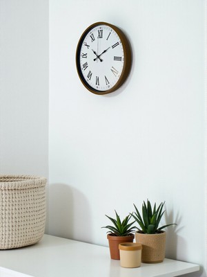 By Nevser 36 cm Kahverengi Dekoratif Duvar Saati