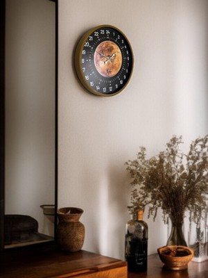 By Nevser 36 cm Kahverengi 24 Saat Göstergeli Duvar Saati