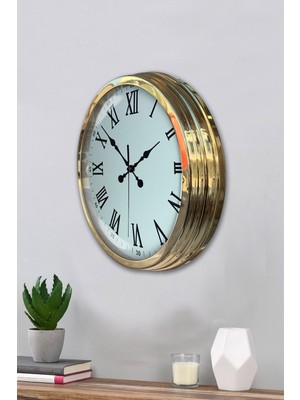 By Nevser Majestic Gold 40 cm Metal Duvar Saati