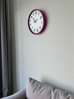 By Nevser 36 cm Pembe Dekoratif Duvar Saati