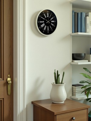 By Nevser 36 cm Krem Modern Duvar Saati