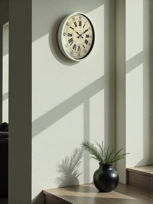 By Nevser 36 cm Krem Retro Tasarım Duvar Saati