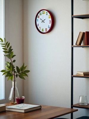 By Nevser 36 cm Kırmızı Çocuk Odası Duvar Saati