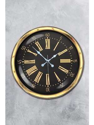 By Nevser 40 cm Metal Gold Roma Rakamlı Duvar Saati