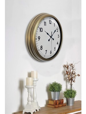 By Nevser 40 cm Eskitme Metal Standart Duvar Saati