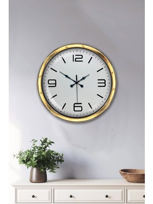 By Nevser Gold Lüks 40 cm Metal Modern Duvar Saati