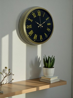 By Nevser 40 cm Metal Vintage Roma Rakamlı Duvar Saati