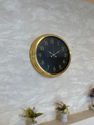 By Nevser Golden Night Luxury 40 cm Metal Duvar Saati