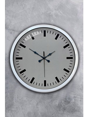 By Nevser 40 cm Beyaz Metal Sade Duvar Saati