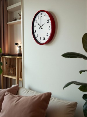 By Nevser 36 cm Standart Kırmızı Duvar Saati