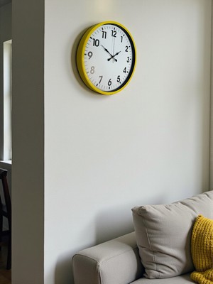 By Nevser 36 cm Standart Sarı Duvar Saati