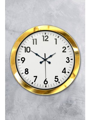 By Nevser 36 cm Gold Metal Standart Duvar Saati
