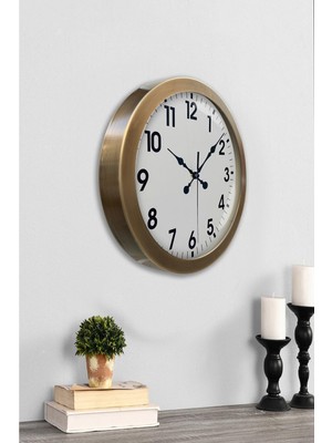 By Nevser 36 cm Eskitme Metal Standart Duvar Saati