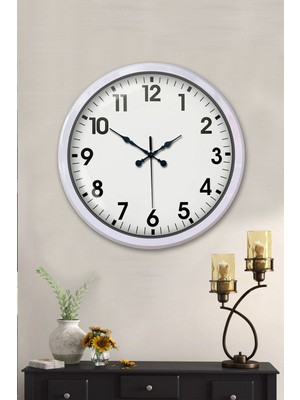 By Nevser White Classic Modern 52 cm Metal Duvar Saati