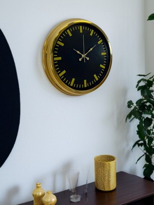 By Nevser Zarif Klasik Stil 40 cm Metal Gold Duvar Saati