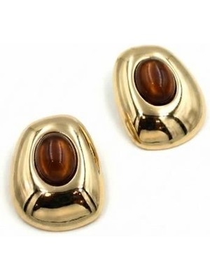 Remstdrk Boncuklu Otantik Küpe - Kahverengi