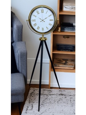 By Nevser Gold Göz Alıcı Tripod Ayaklı Duvar Saati