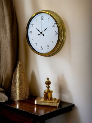 By Nevser Elegance Gold 40 cm Metal Dekoratif Tasarım Duvar Saati