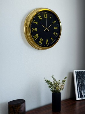 By Nevser Noble Gold Black 40 cm Metal Duvar Saati