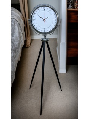 By Nevser Krom 24 Saat Göstergeli Özel Tasarım Tripod Ayaklı Saat