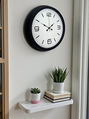 By Nevser Sade & Şık Siyah 40 cm Metal Dekoratif Duvar Saati