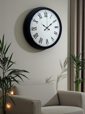 By Nevser Siyah Klasik & Şık 40 cm Metal Duvar Saati
