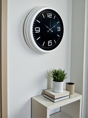 By Nevser Prime White 40  cm Metal Modern Duvar Saati