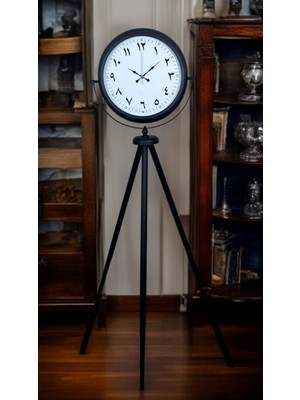 By Nevser Siyah Arap Rakamlı Sıradışı Tasarım Tripod Ayaklı Saat