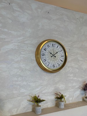 By Nevser Gold Zarif 40 cm Metal Duvar Saati