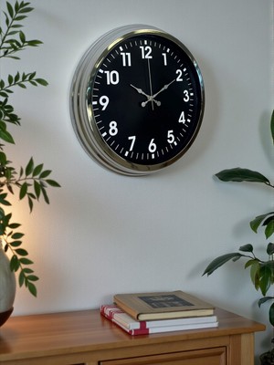 By Nevser Modern 40 cm Metal Krom Standart Duvar Saati