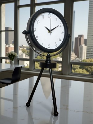 By Nevser Black Classic Dekoratif Üç Ayaklı Masa Saati