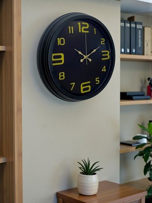 By Nevser Prime Black 40 cm Metal Modern Tasarım Duvar Saati