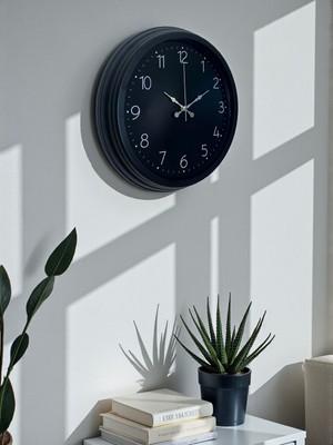 By Nevser Classic Black Zarif 40 cm Metal Duvar Saati
